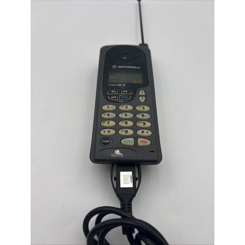 Vintage 90s Motorola Profile 300 Cell Phone Gray Bar Style Battery and Charger